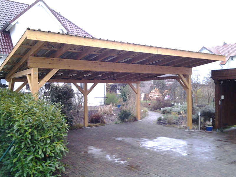 Carport mit Pultdach für drei PKW