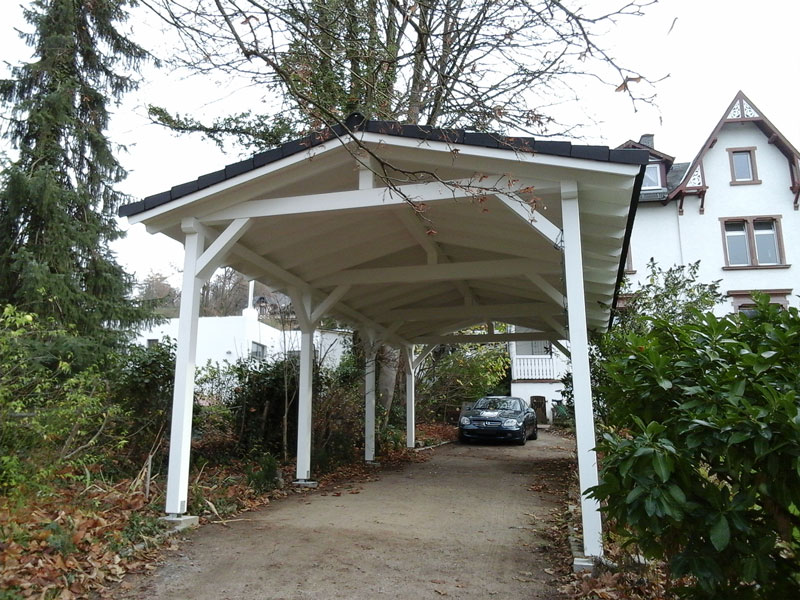 Carport für Auto, Fahrrad u. Mülltonnen