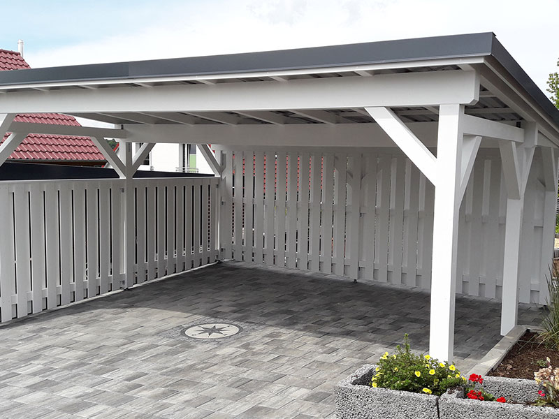 Carport mit Pultdach für drei PKW